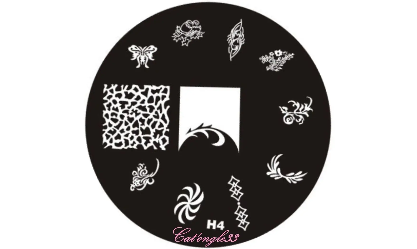 Plaque stamping H04 ronde nail art