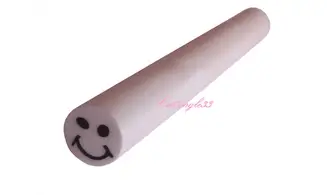 Baton fimo smiley blanc