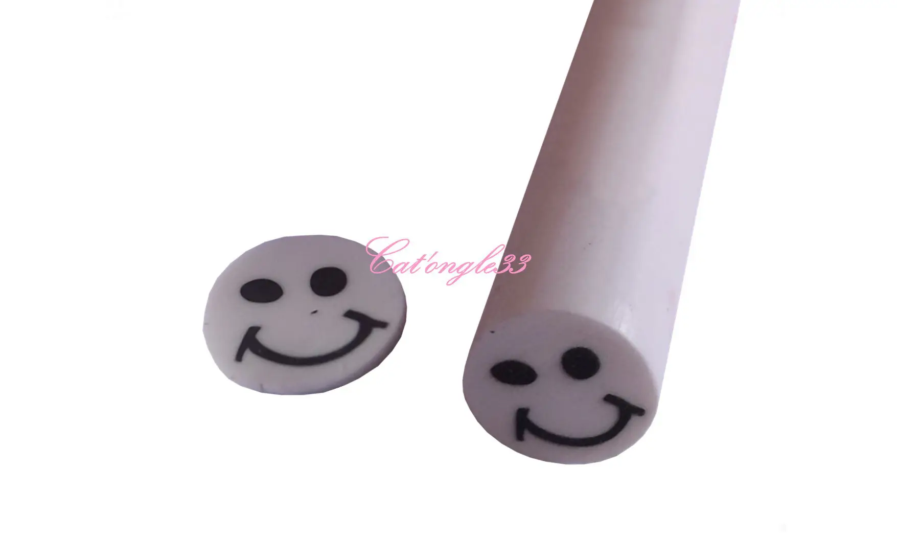Baton fimo smiley blanc