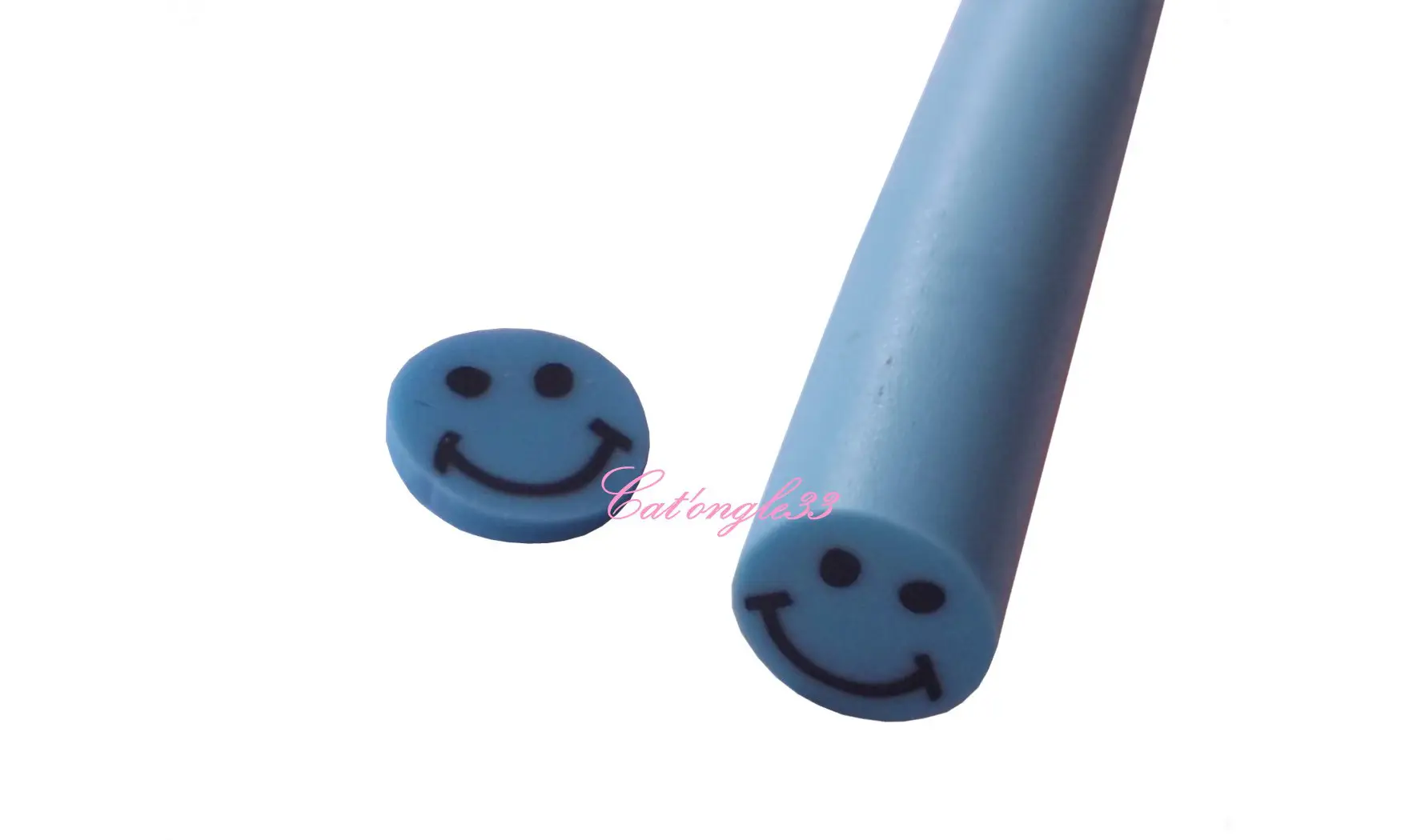 Baton fimo smiley bleu