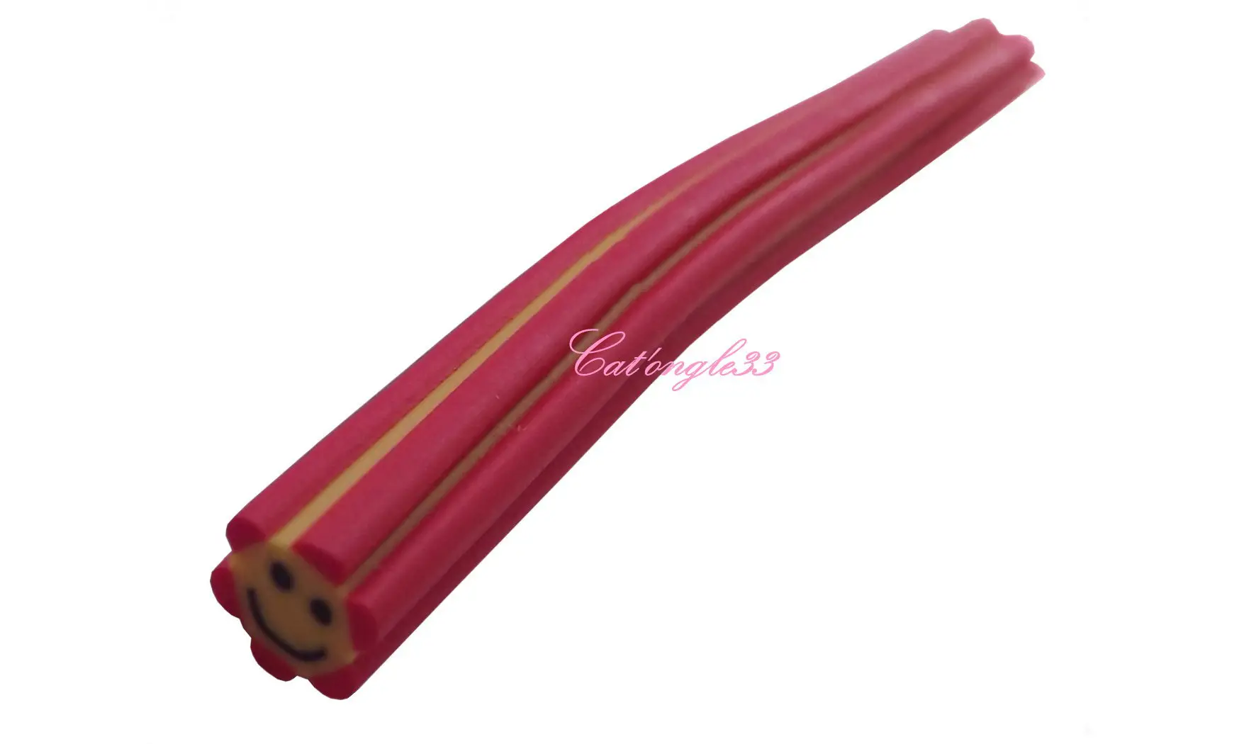 Baton fimo smiley fleur rouge