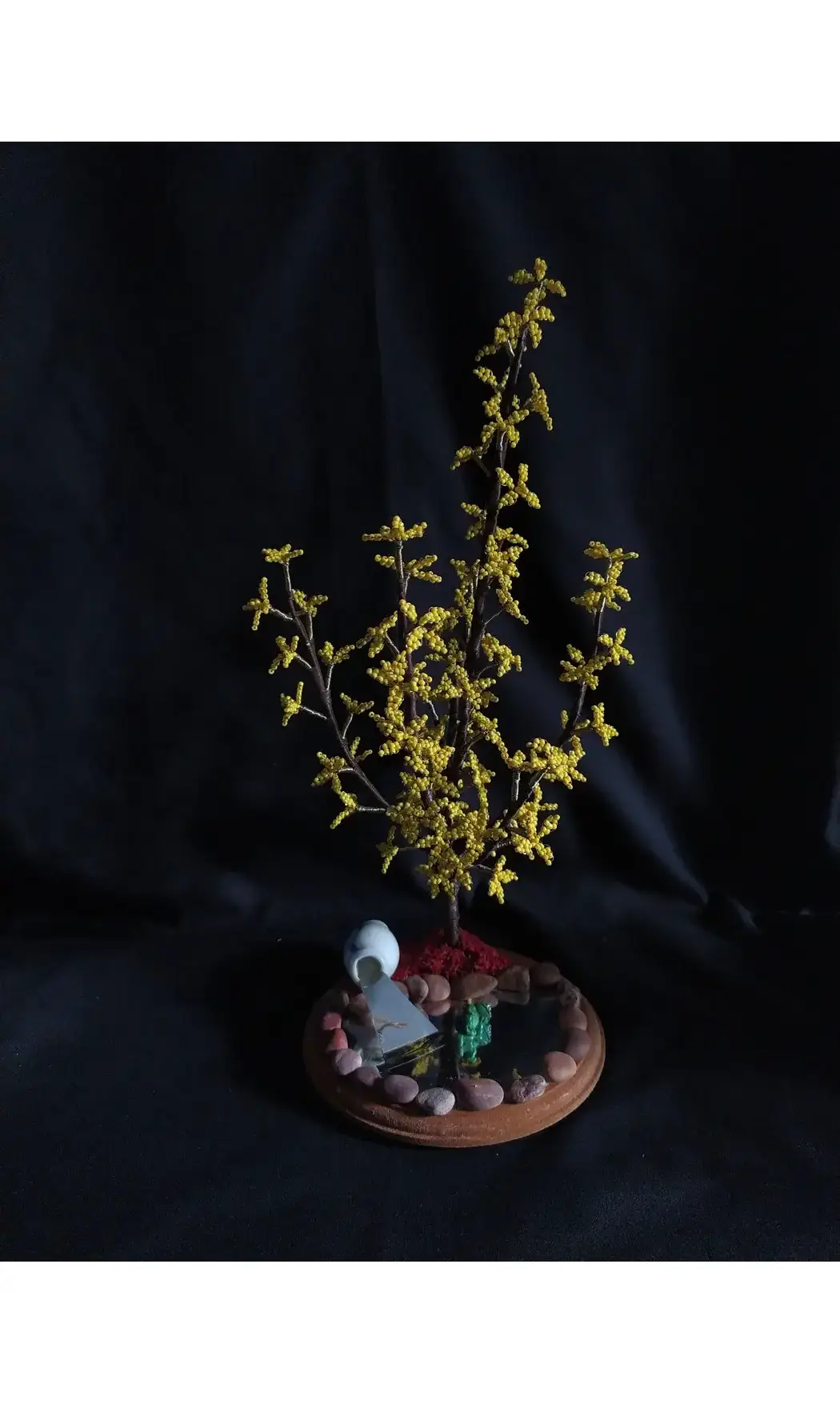 Forsythia socle bois grenouille