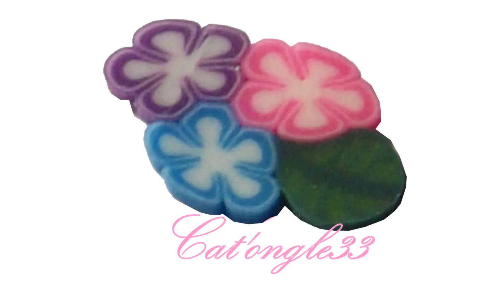 Baton fimo 3 fleurs feuille