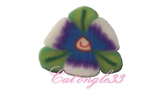 Baton fimo fleur bleu 3 feuilles