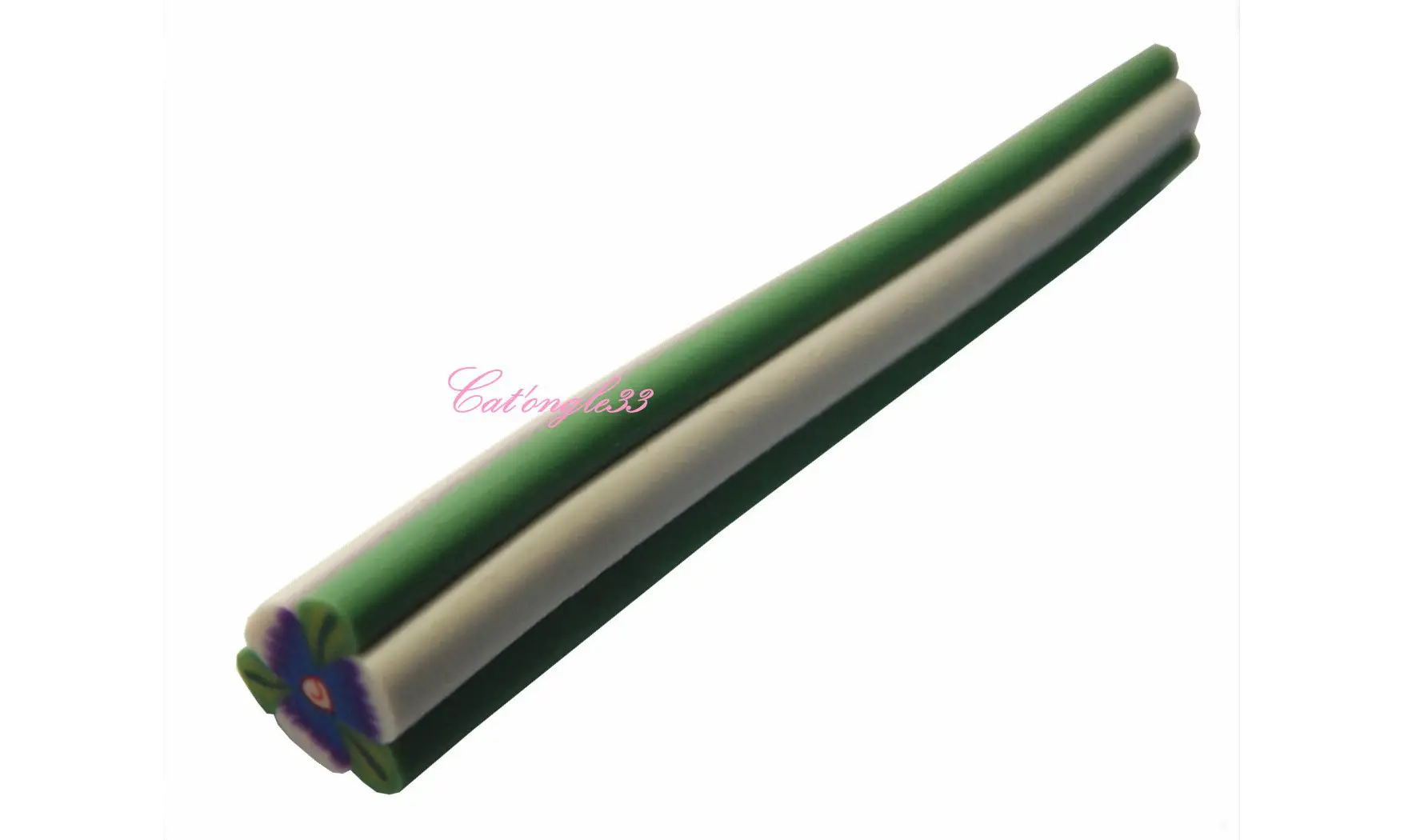 Baton fimo fleur bleu 3 feuilles