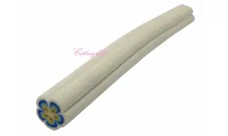 Baton fimo fleur blanche bleu jaune
