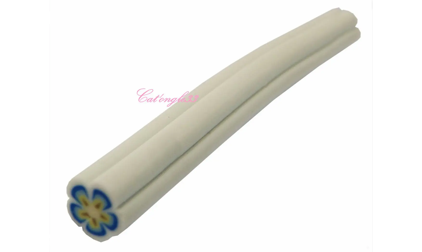 Baton fimo fleur blanche bleu jaune