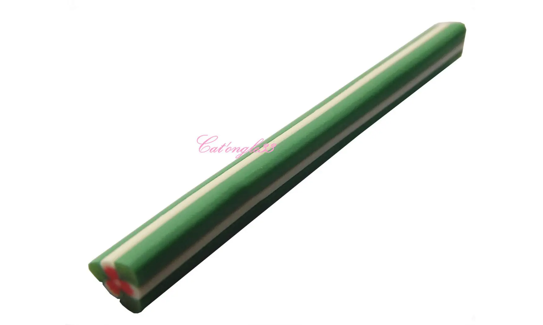 Baton fimo fleur rouge 3 feuilles