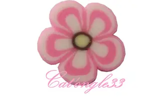 Sachet de fimo fleur rose blanche