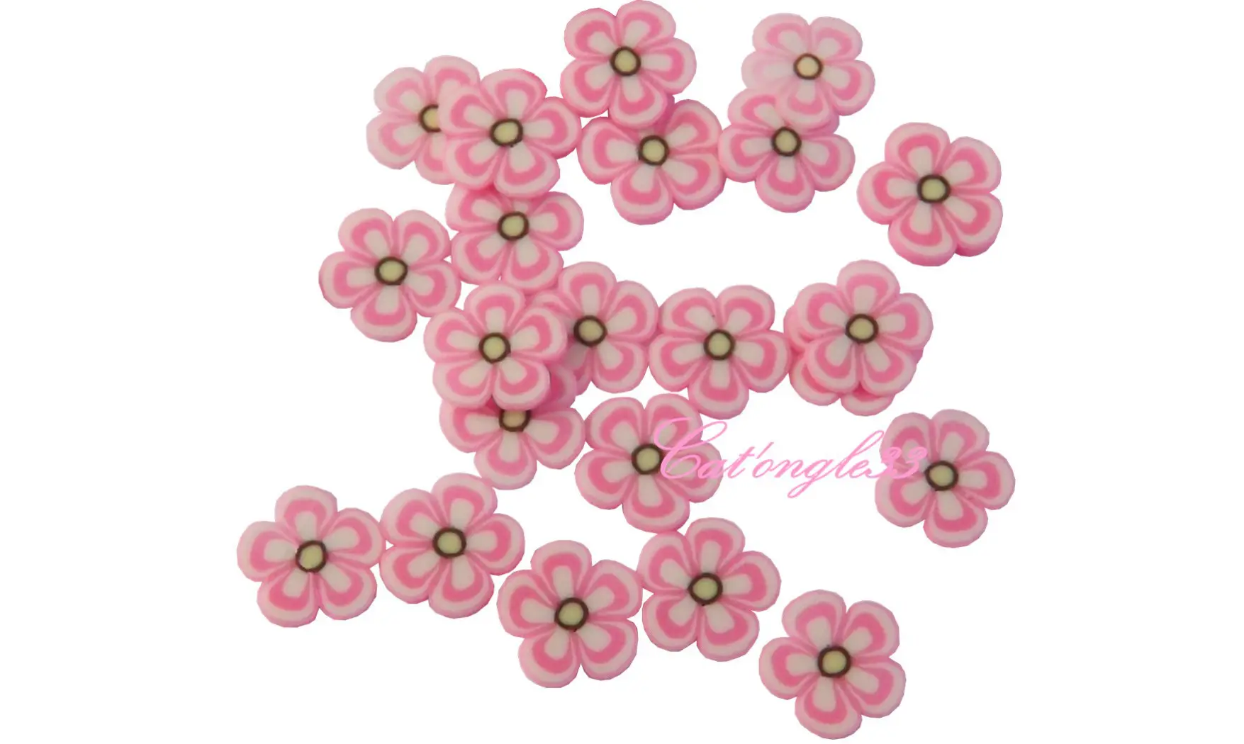 Sachet de fimo fleur rose blanche