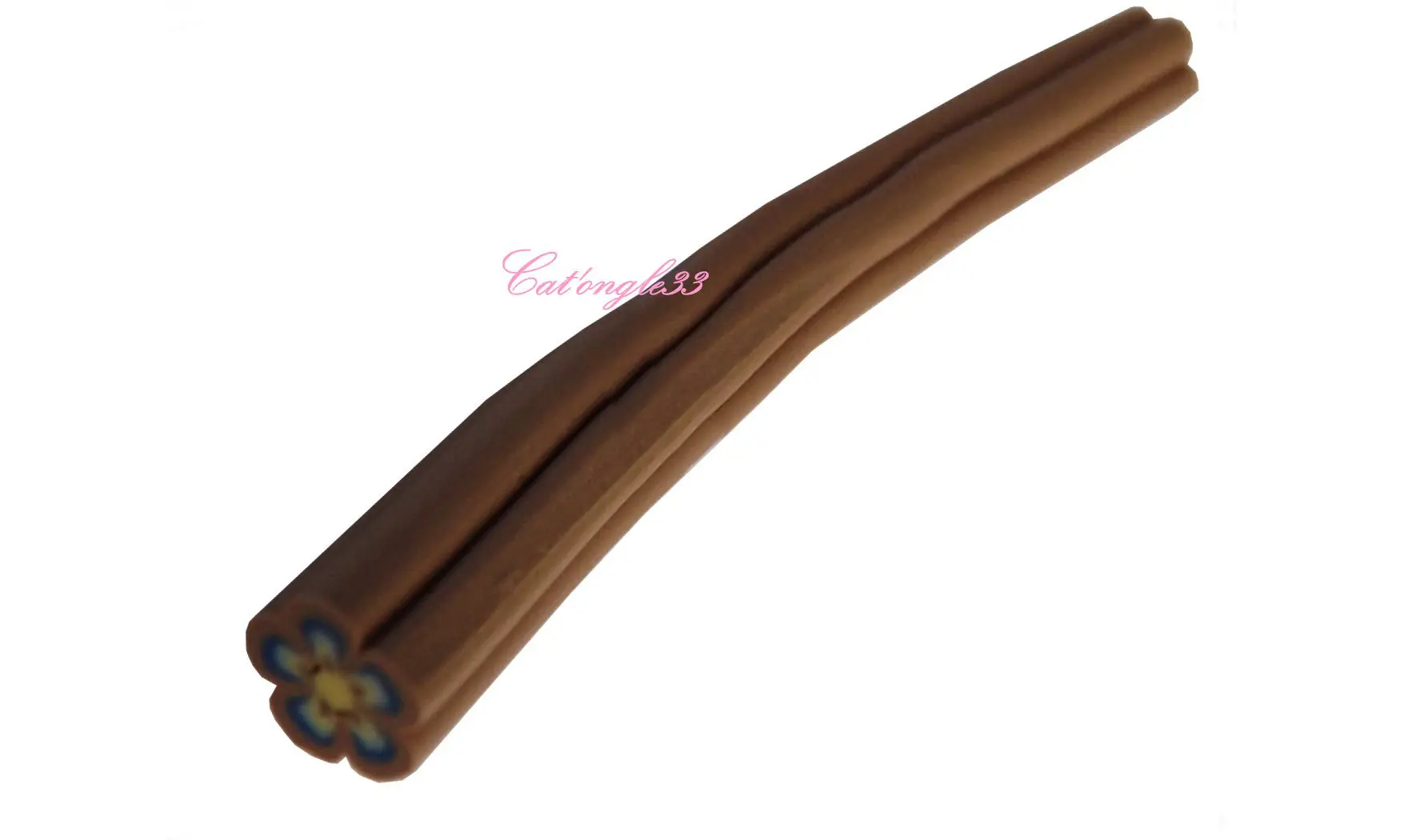 Baton fimo fleur marron bleu jaune