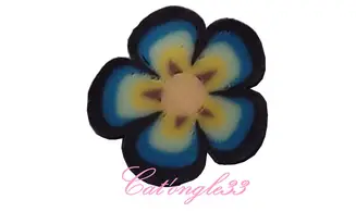 Baton fimo fleur noire bleu jaune