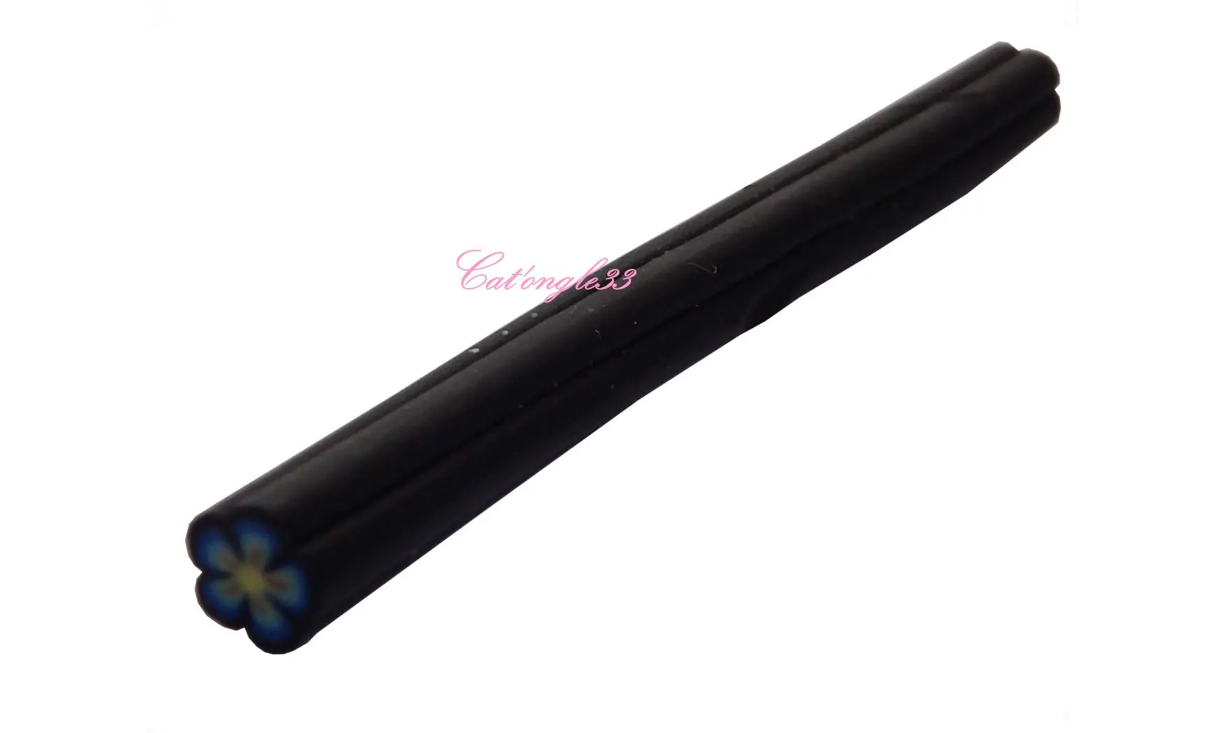 Baton fimo fleur noire bleu jaune