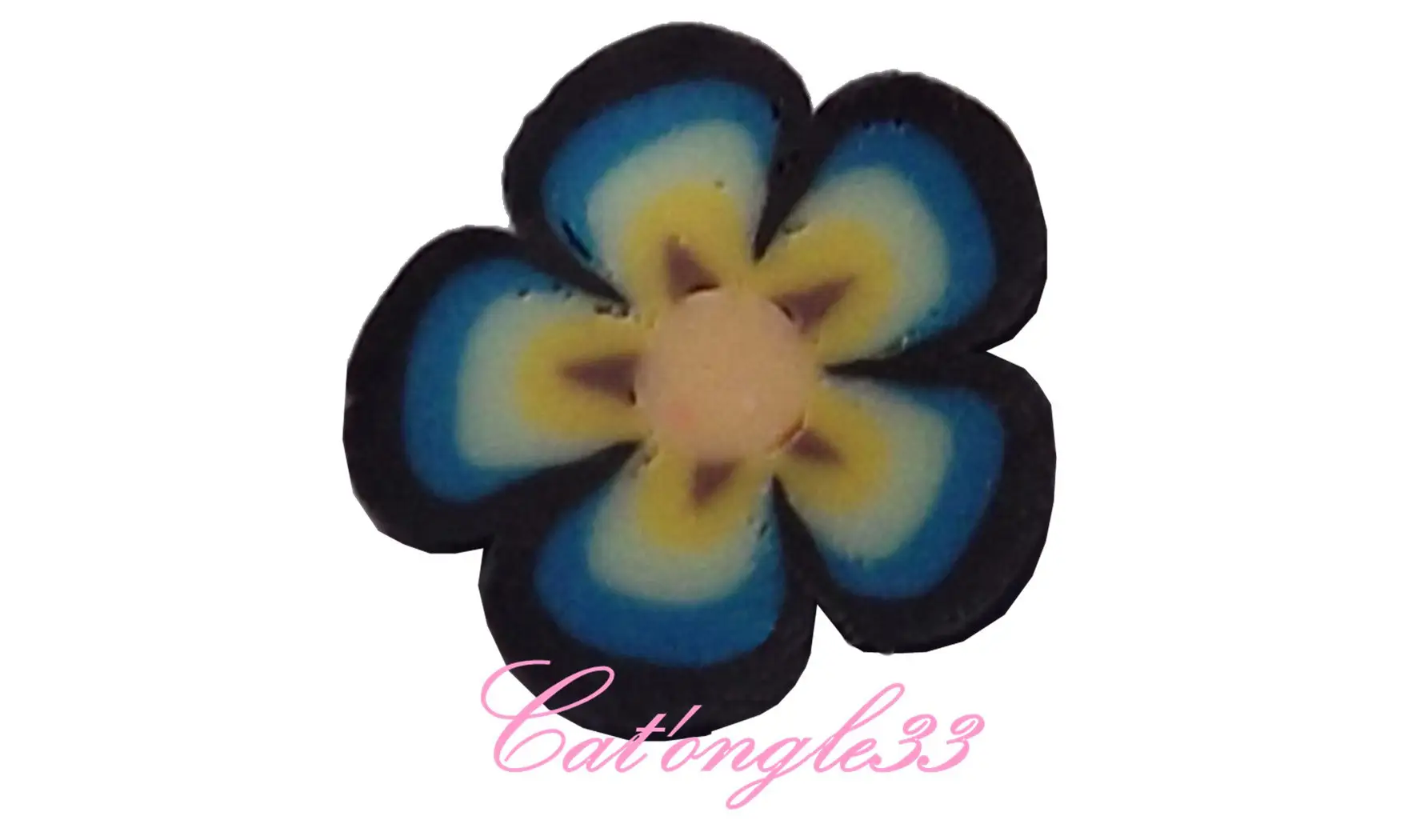 Baton fimo fleur noire bleu jaune