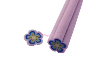 Baton fimo fleur rose bleu jaune