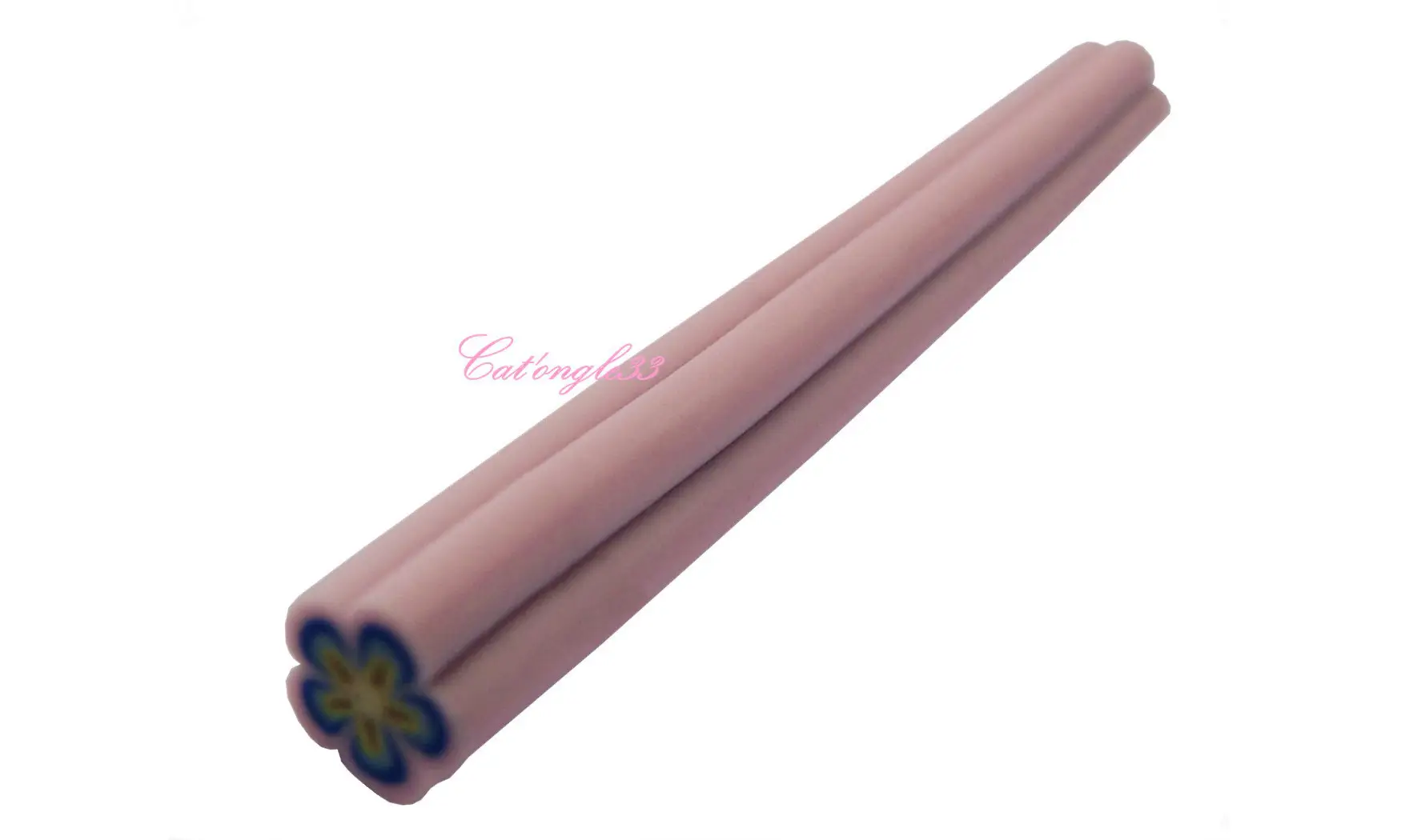 Baton fimo fleur rose bleu jaune