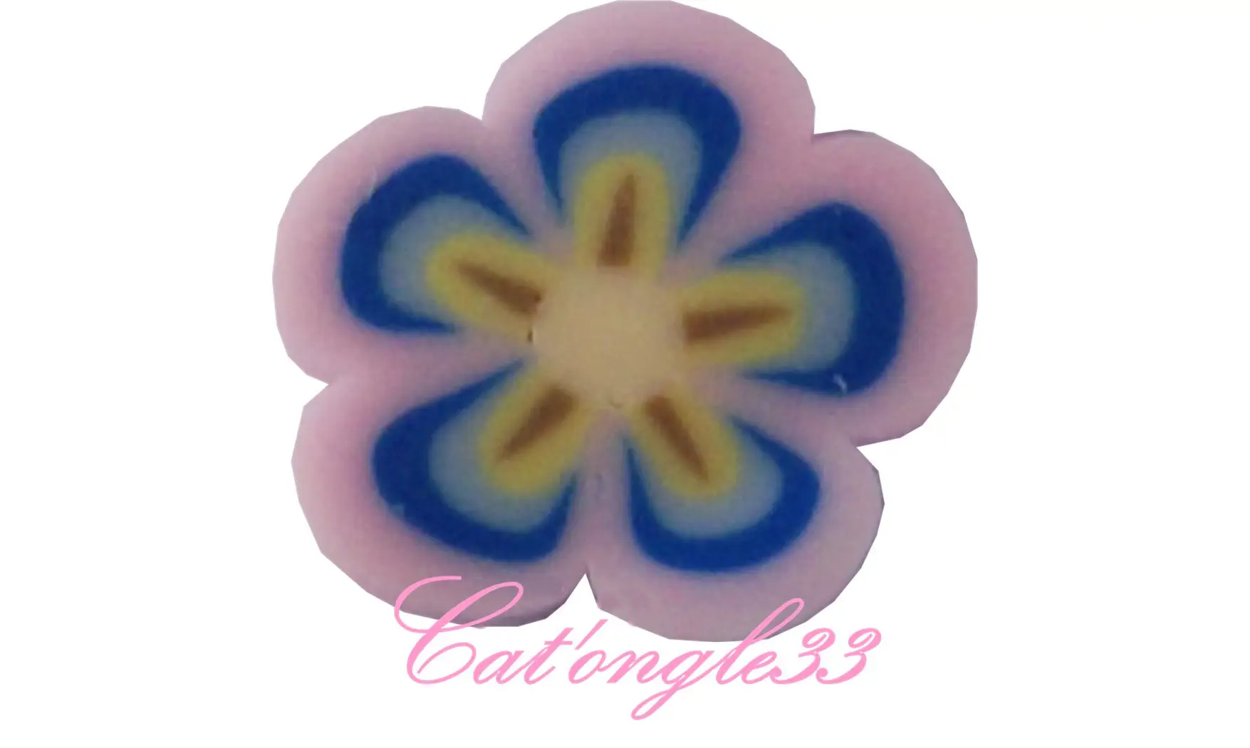Baton fimo fleur rose bleu jaune