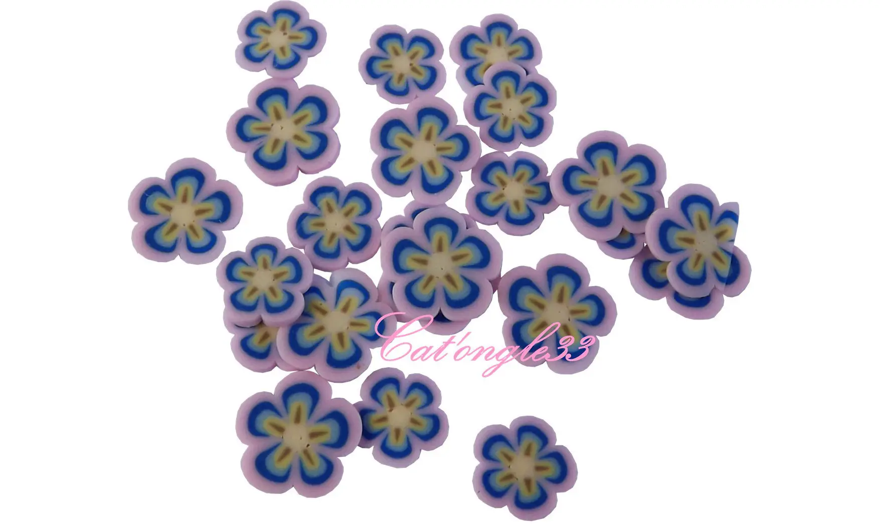 Sachet de fimo fleur rose bleu jaune