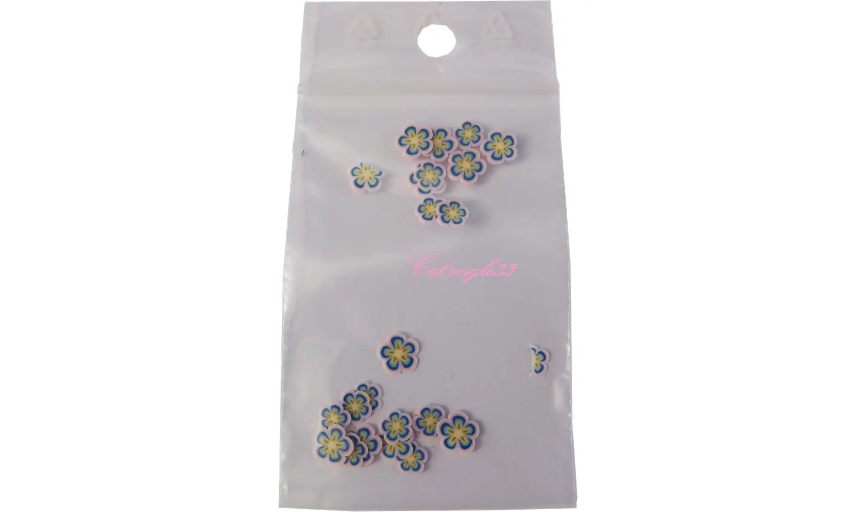 Sachet de fimo fleur rose bleu jaune