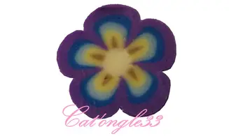 Baton fimo fleur violette bleu jaune