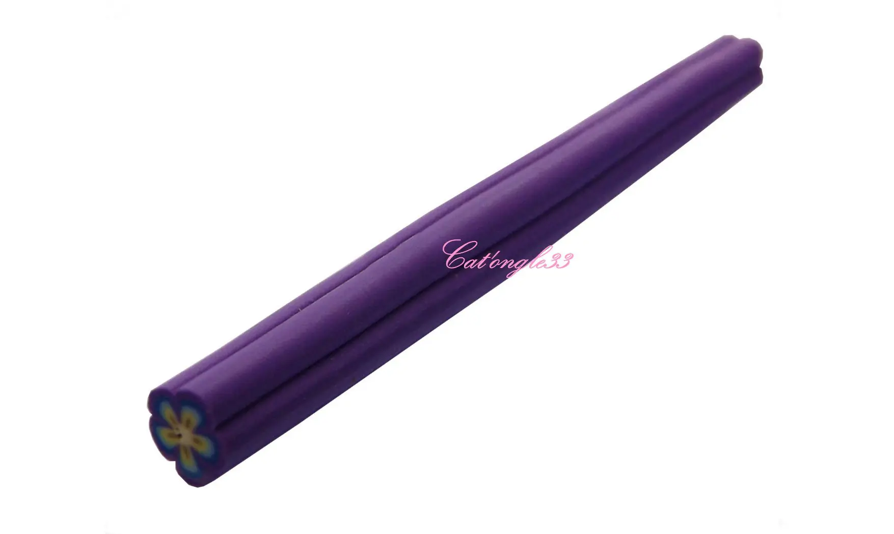 Baton fimo fleur violette bleu jaune
