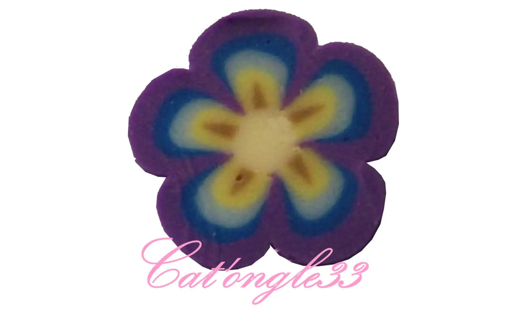 Baton fimo fleur violette bleu jaune