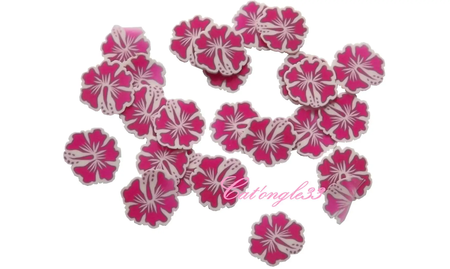 Sachet de fimo hibiscus fuchsia