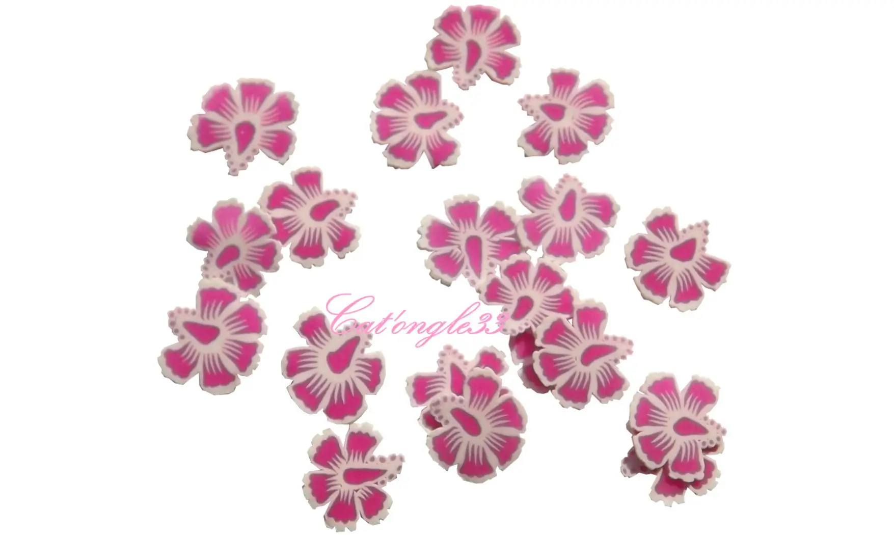 Sachet de fimo hibiscus rose