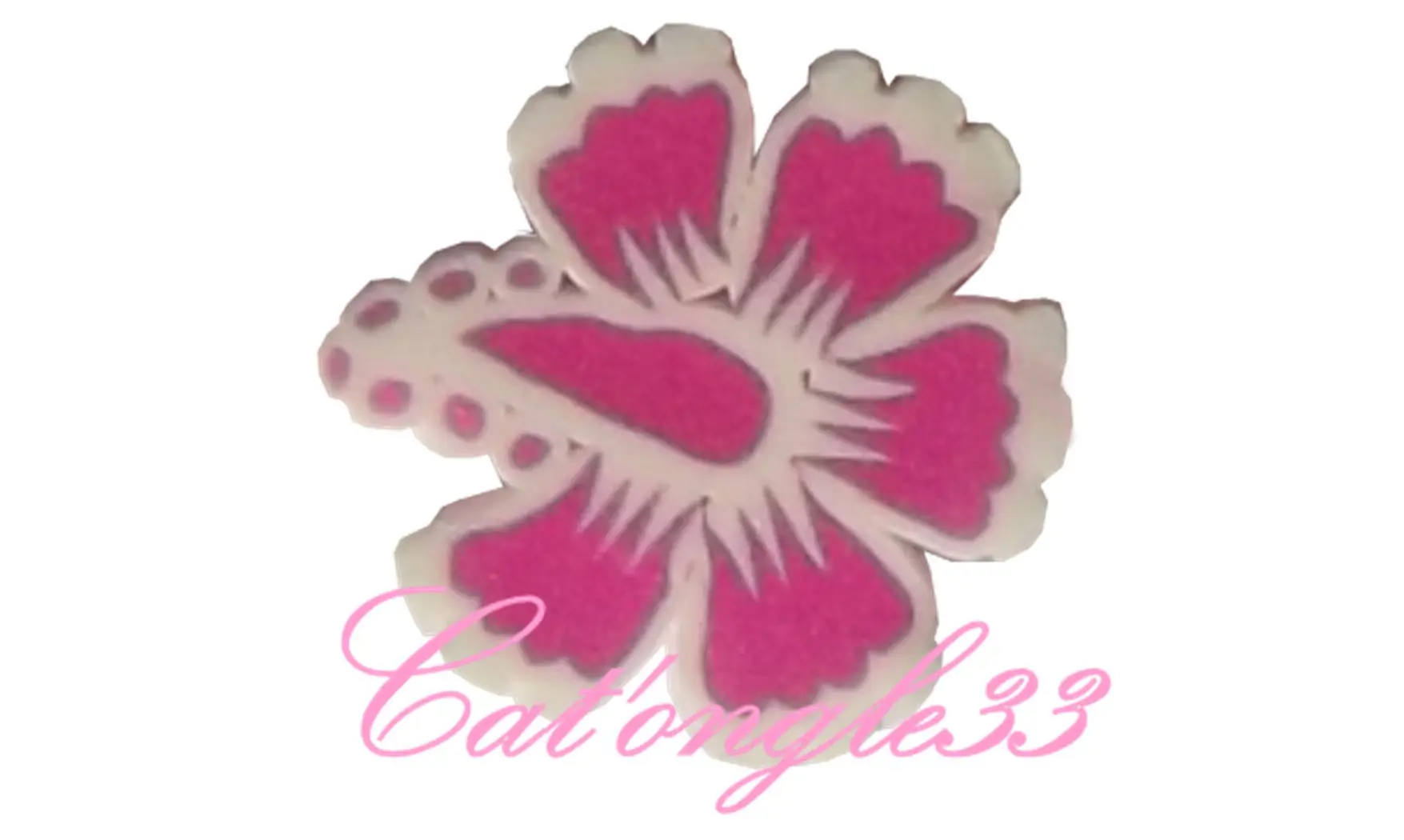 Sachet de fimo hibiscus rose