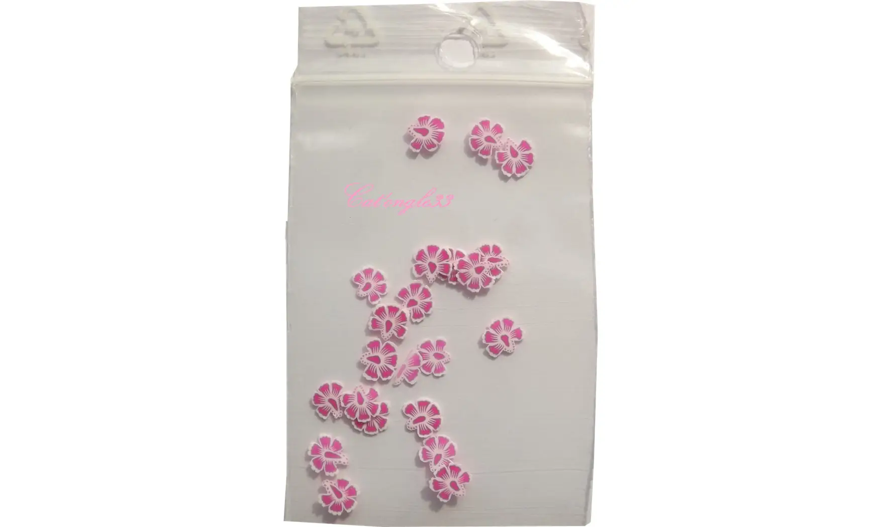 Sachet de fimo hibiscus rose