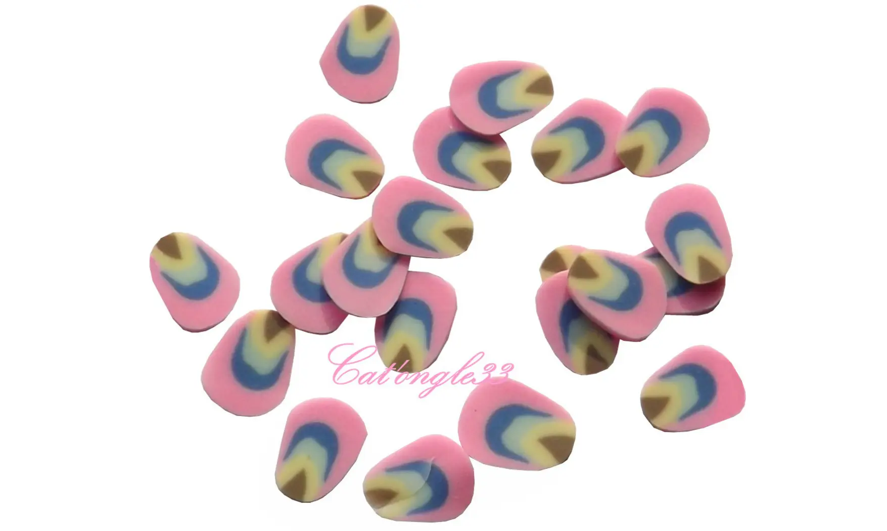 Sachet de fimo plume rose multicouleur