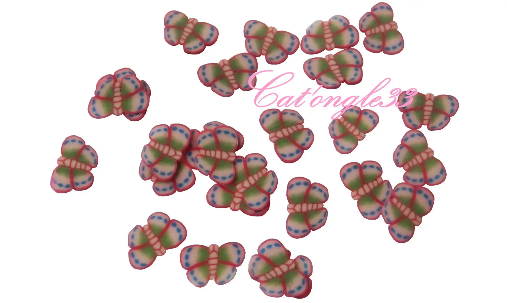Sachet de fimo papillon rouge bleu vert