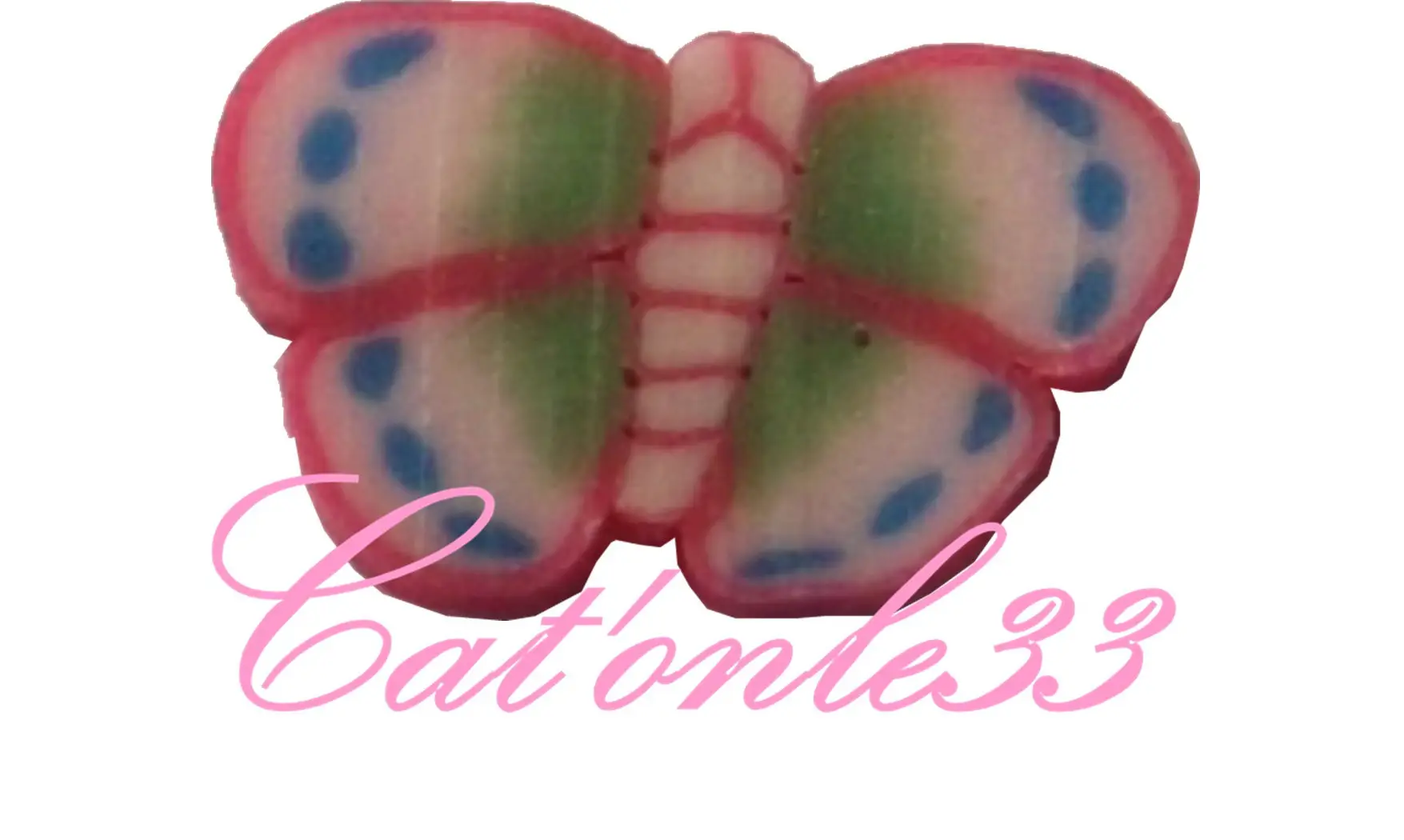Baton fimo papillon rouge bleu vert