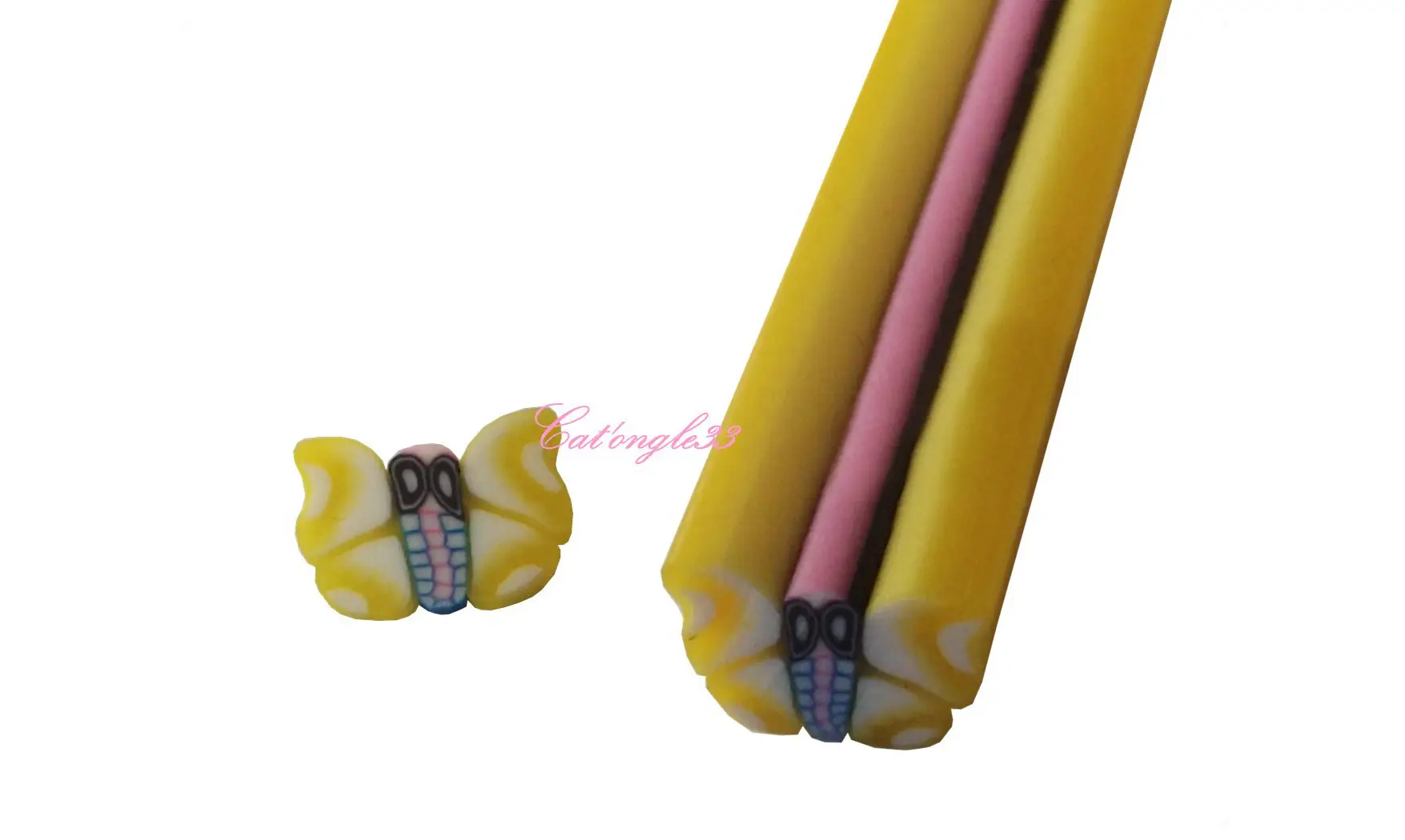 Baton fimo papillon jaune
