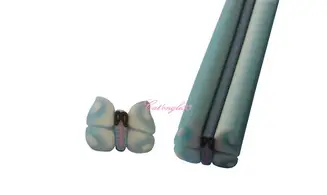 Baton fimo papillon bleu ciel