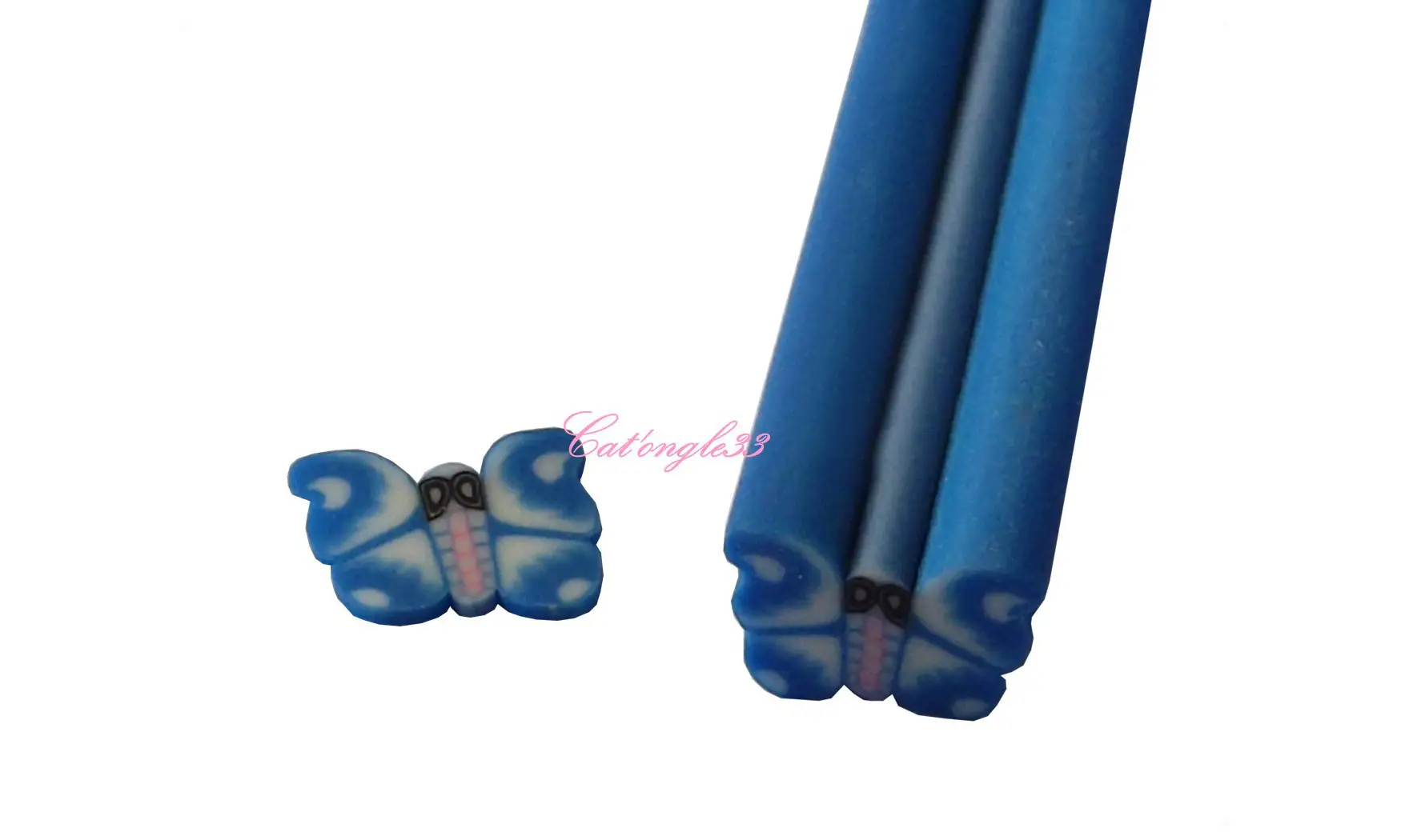 Baton fimo papillon bleu