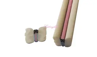 Baton fimo papillon blanc
