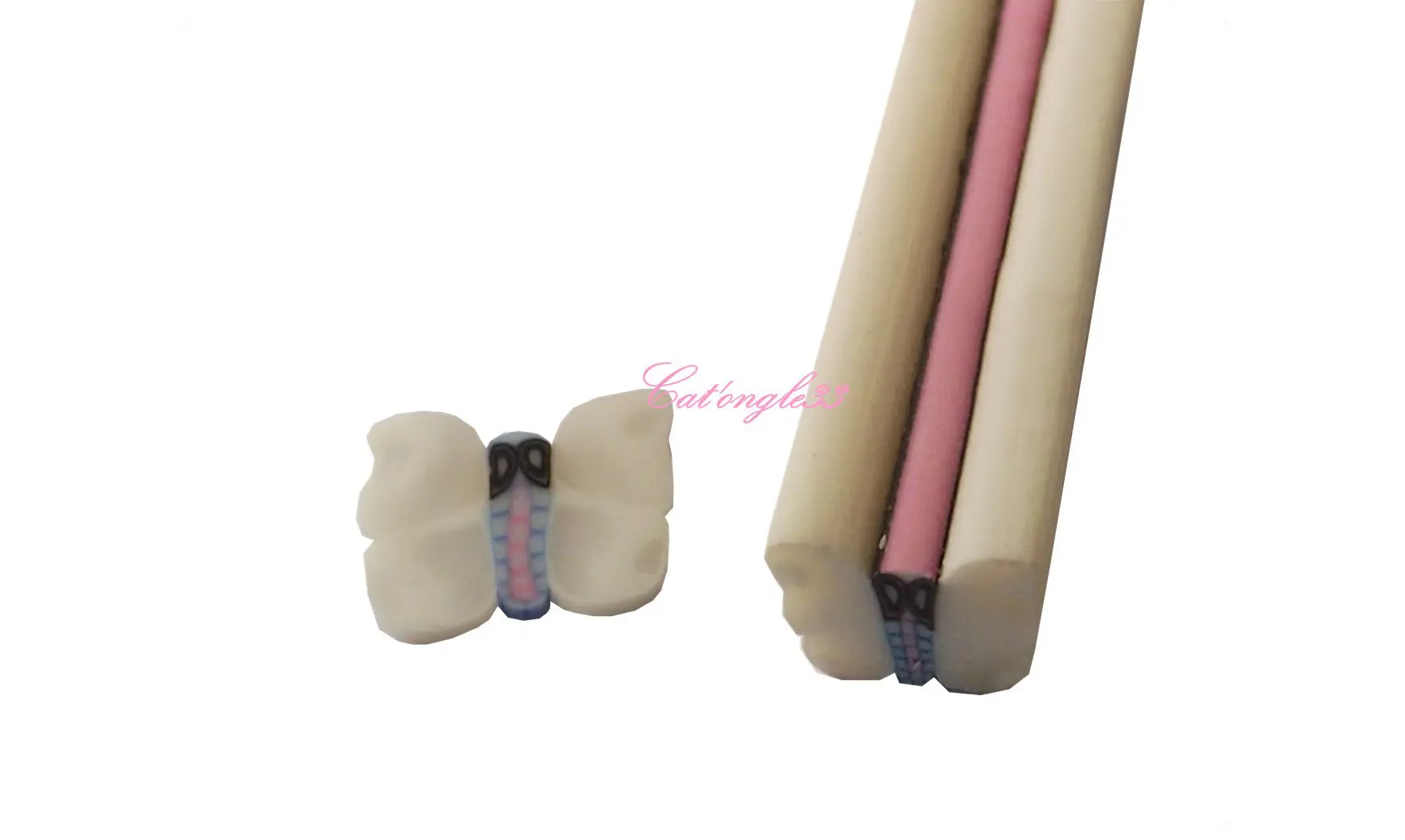 Baton fimo papillon blanc