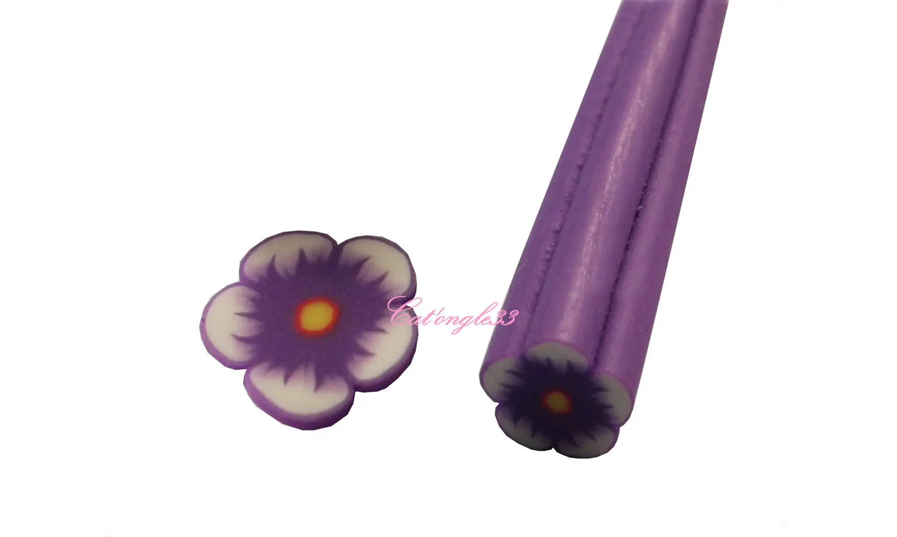 Baton fimo fleurs violette