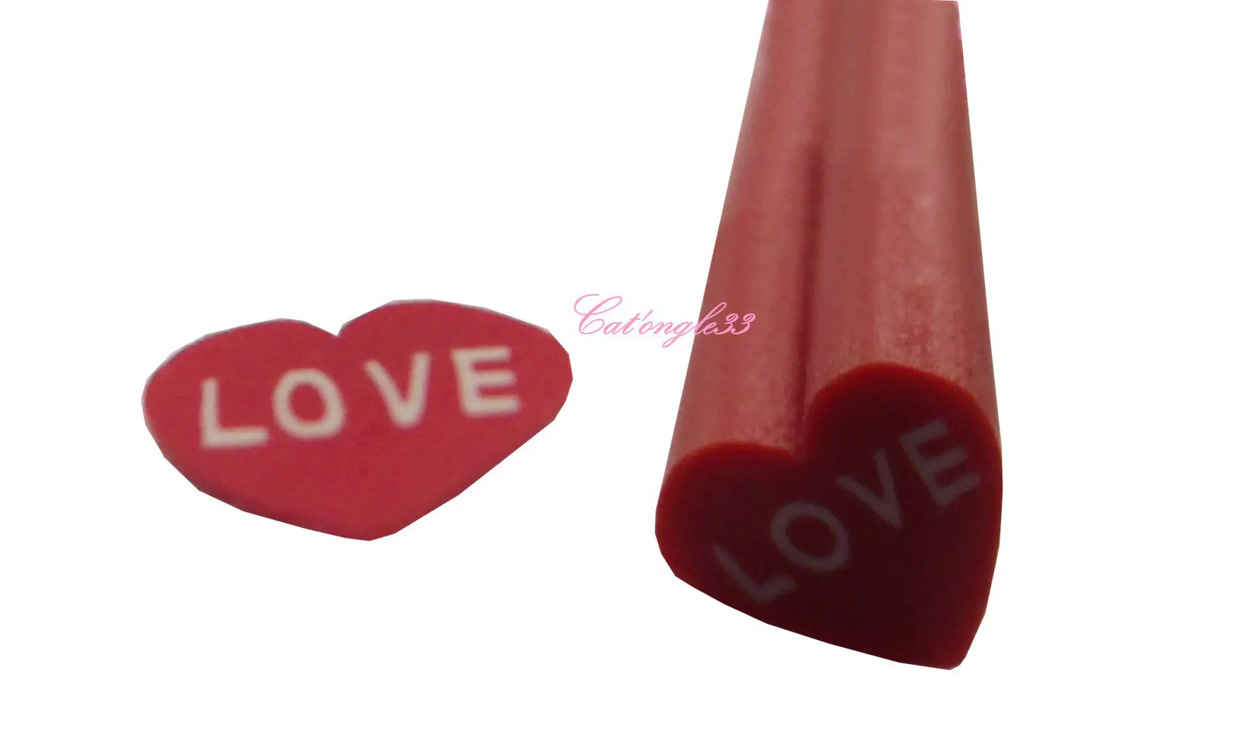 Baton fimo coeur rouge love