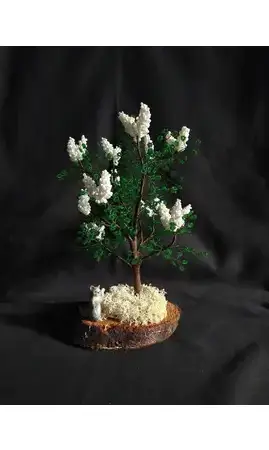 Lilas blanc socle bois chat