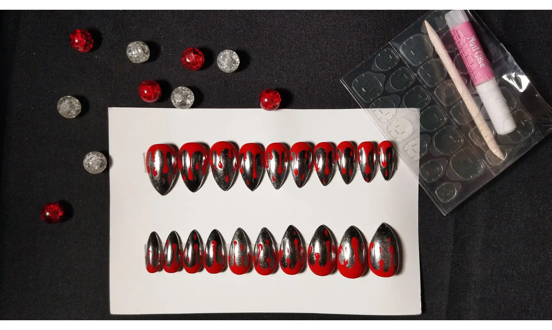 Press on nails Coulures sang - Lot 20