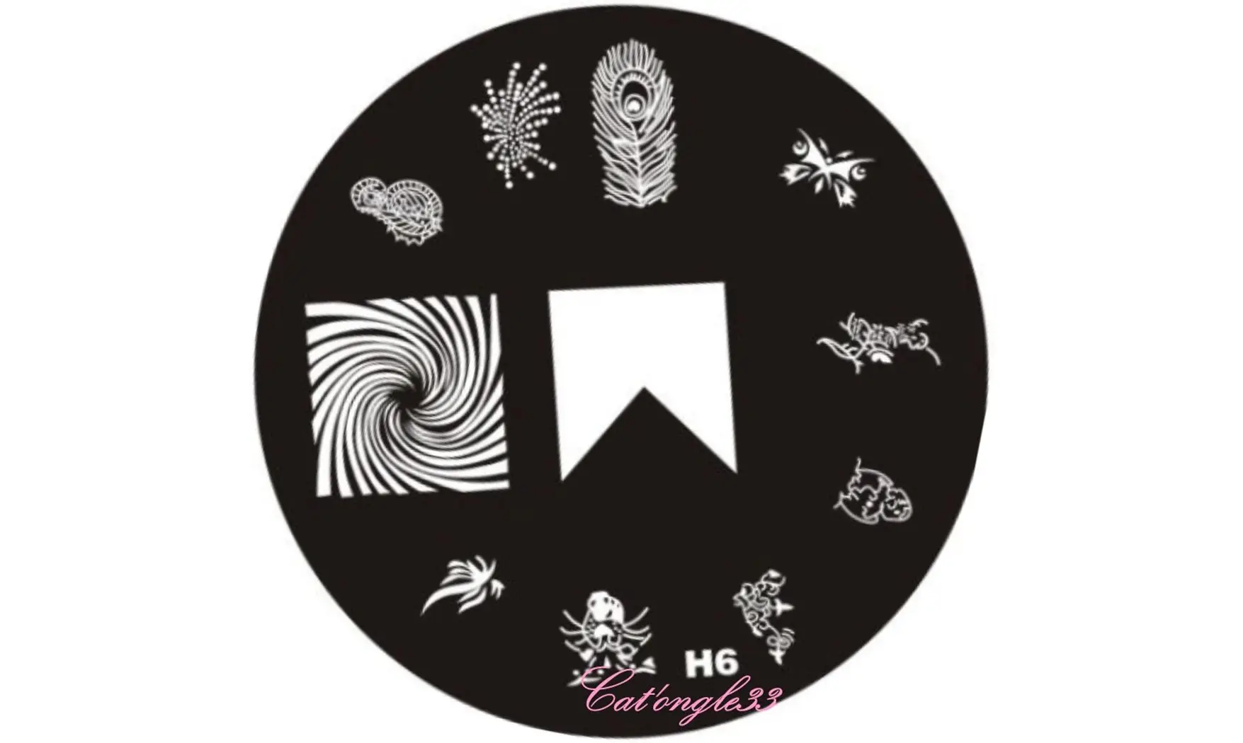 Plaque stamping H06 ronde nail art