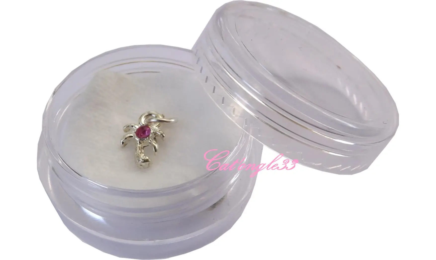 Piercing palmier fuchsia nail art