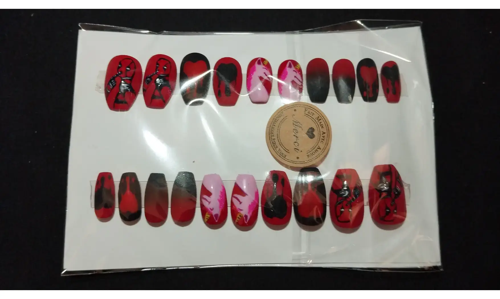 Press on nails Deadpool Licorne - Lot 20