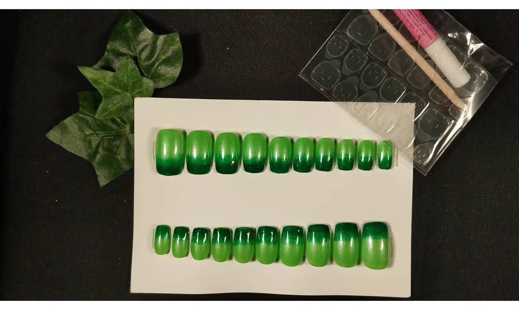 Press on Nails Vert dégradé - Lot 20