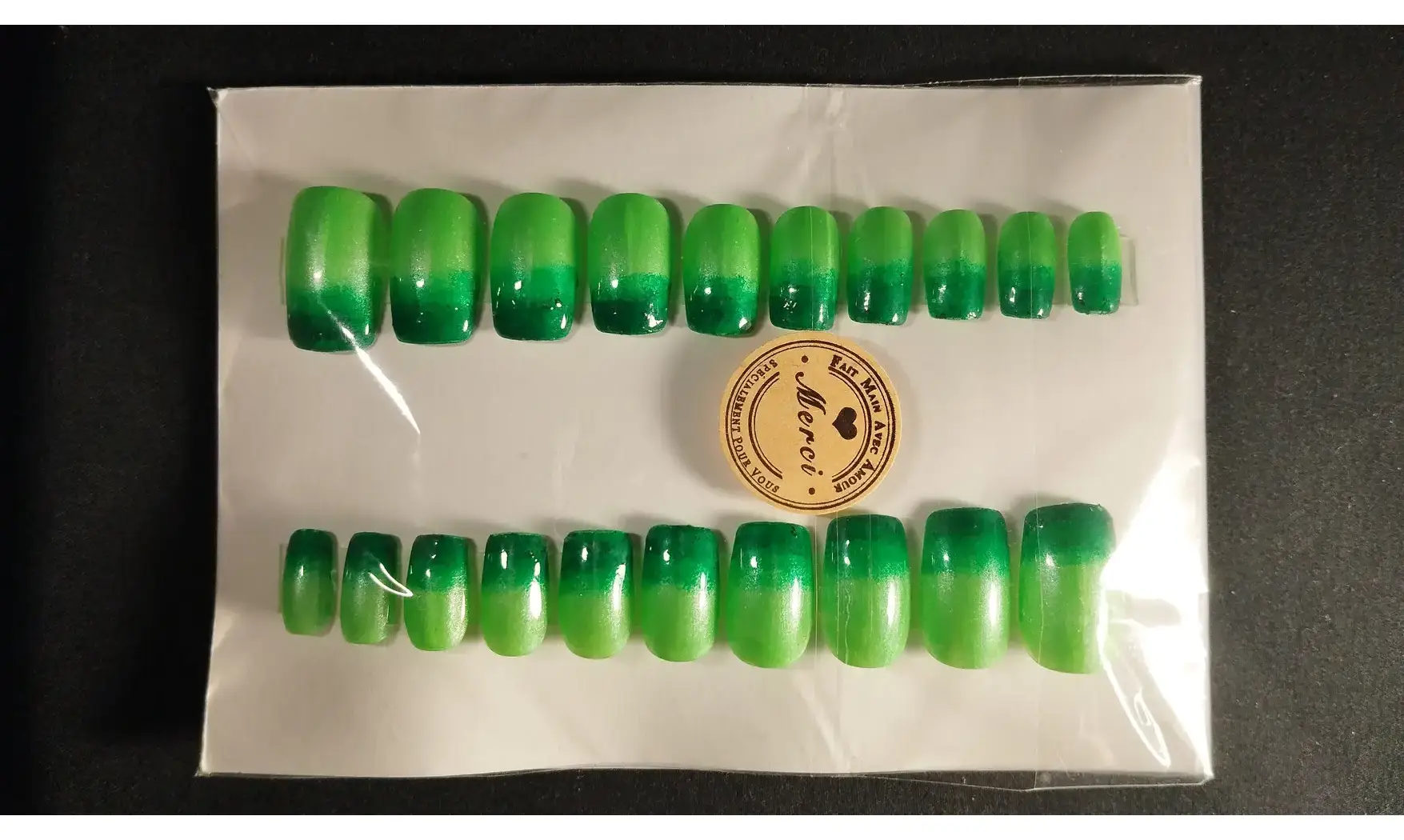 Press on Nails Vert dégradé - Lot 20