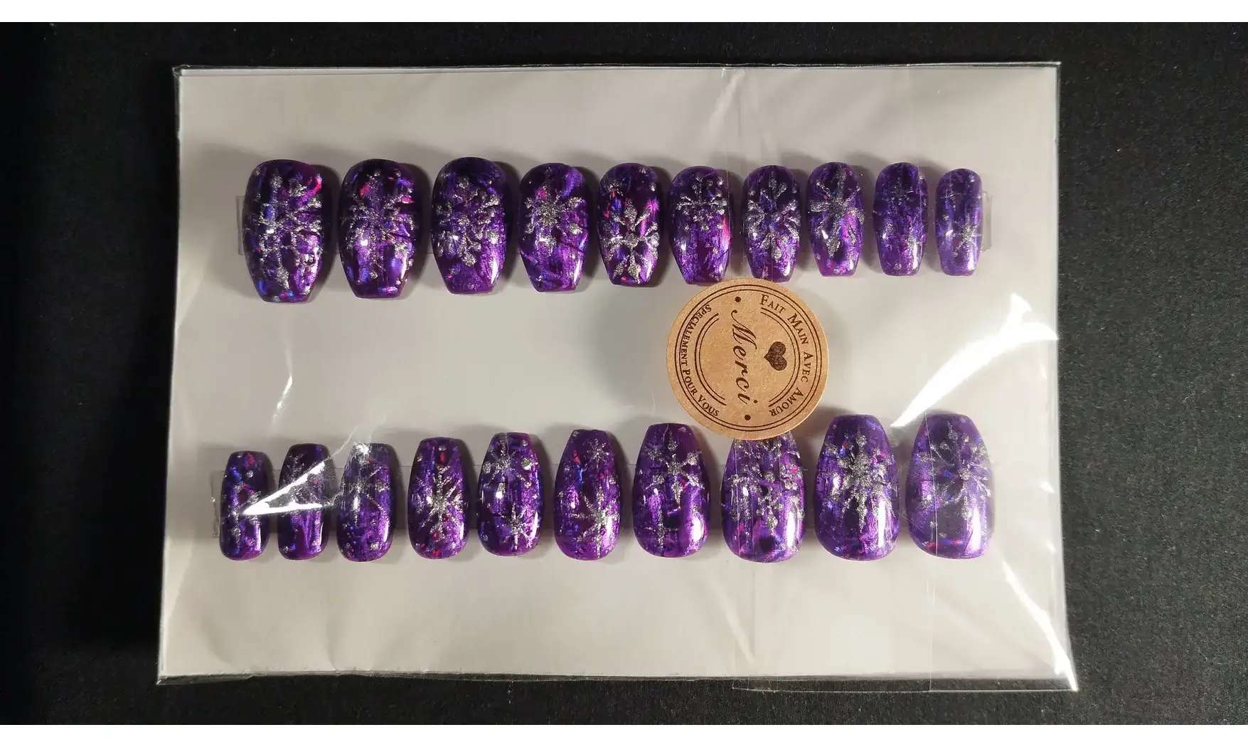 Press on nails Flocons argent - Lot 20
