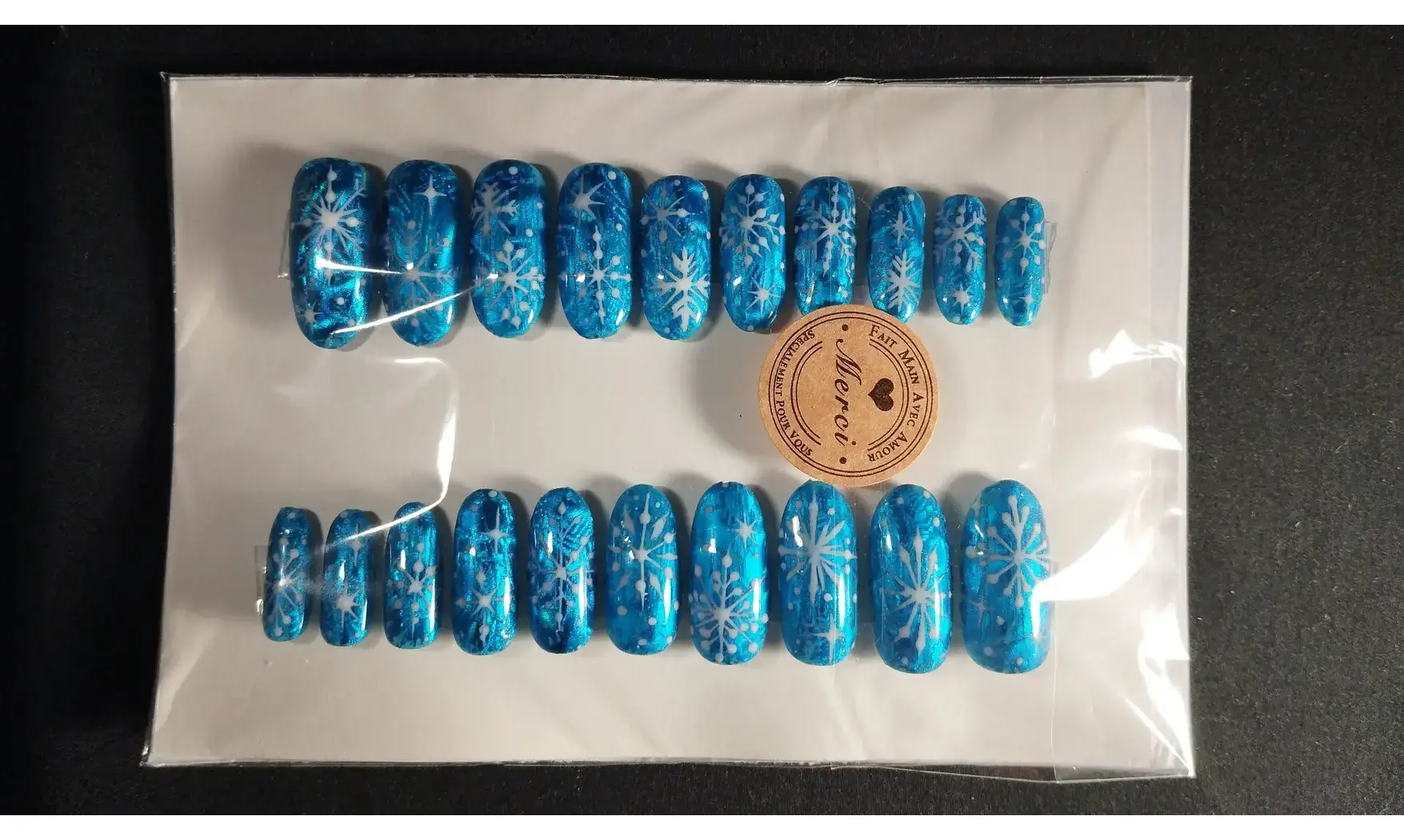 Press on nails Flocons blanc - Lot 20