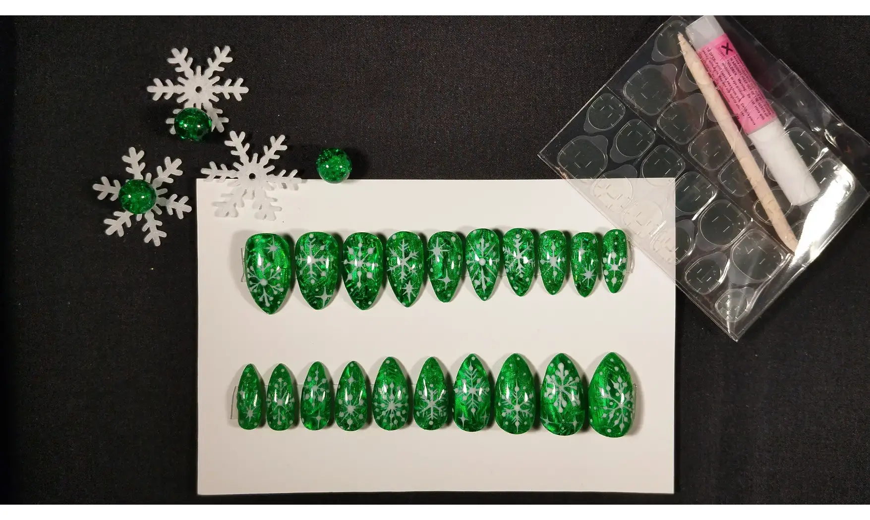 Press on nails Flocons blanc - Lot 20